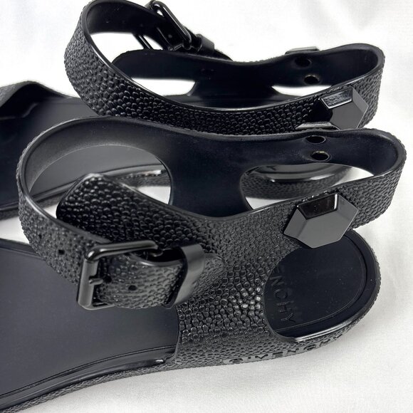 Givenchy Black Rubber‎ Sandals Women’s Size 8 UK39 Textured Strap Jelly Flats - Picture 14 of 15